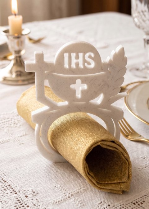 Pierścień na serwetki komunijny IHS 10 szt.