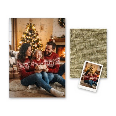 Puzzle ze zdjęciem A4 108 elementów personalizowane prezent woreczek jutowy