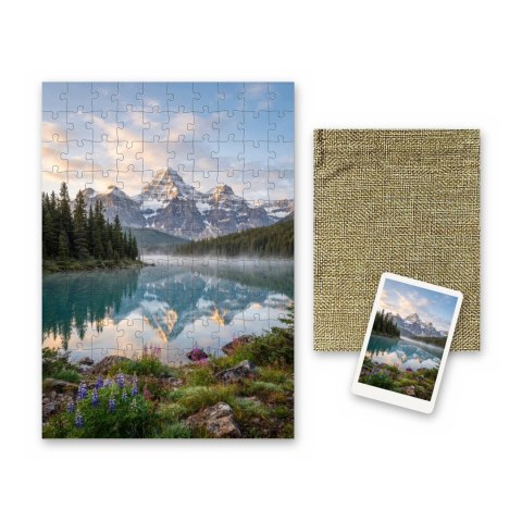 Puzzle ze zdjęciem A4 120 elementów personalizowane prezent woreczek jutowy
