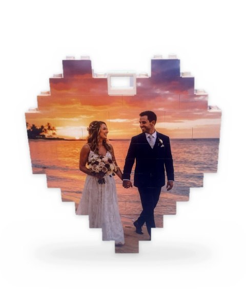 Serce z klocków ze zdjęciem personalizowane 11x12,5 cm prezent